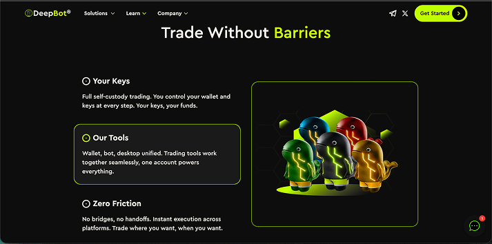 DeepBot trade without barriers section